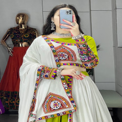 Traditional Mirror Work Rayon Cotton Lehenga Choli Set